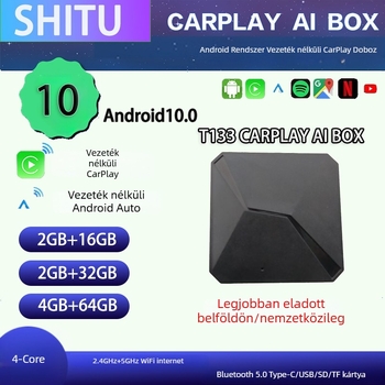 Vezeték nélküli CarPlay AI box Android 10, T133 modell, autóhoz készített okos TV box