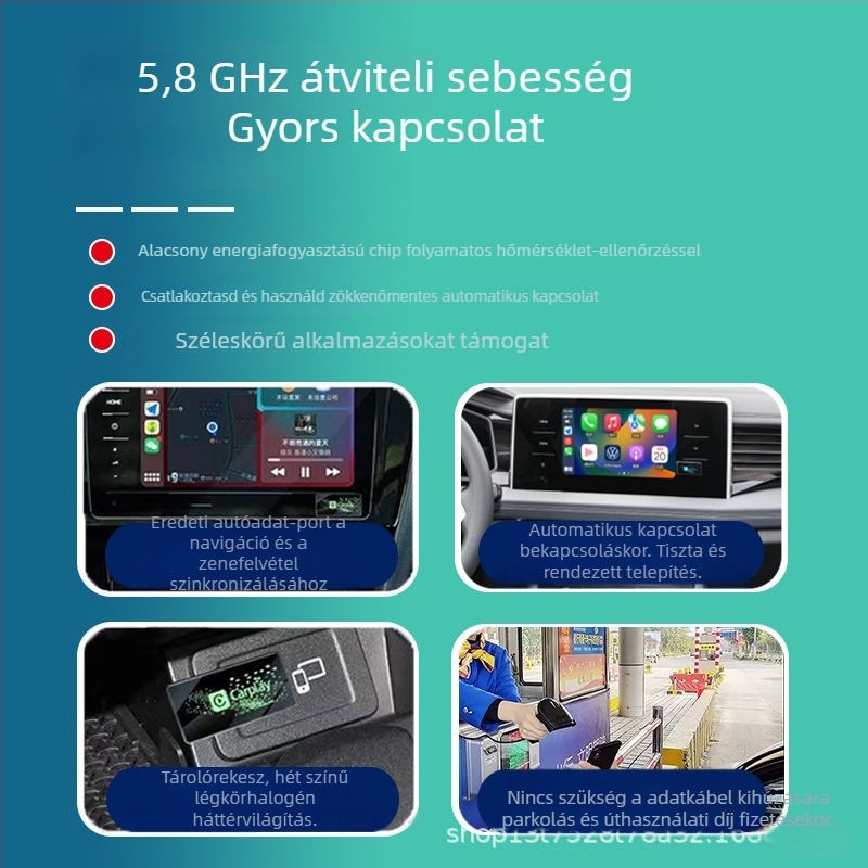 Smart deer CarPlay vezeték nélküli adapter 2-az-1-ben Huawei HiCarhoz, USB interfész, modell CTC1, OS Wireless CarPlay/HiCar