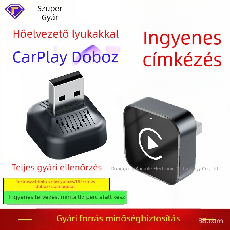 2–in–1 vezeték nélküli CarPlay autóbox hűtőnyílásokkal, horizontális csatlakoztatás, Android Auto konverter