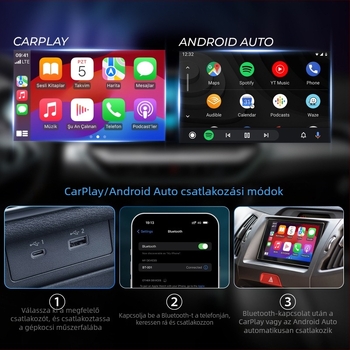 CarPlay vezeték nélküli adapter vezetékes CarPlay-hez Android Auto összeköttetéssel — USB Type-C interfész, adaptív felbontás, képernyő nélküli