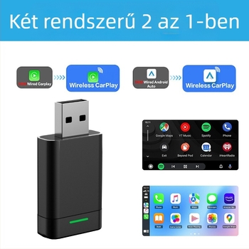 Dnakawa CarPlay 2-in-1 adapter: vezetékesről vezeték nélküli CarPlayre, USB interfész, TAB08 modell, ABS ház, testreszabás