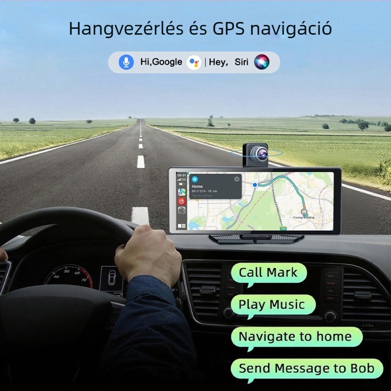 Vezeték nélküli CarPlay hordozható fedélzeti kijelző – All-in-One navigátor, modell M53, 1 GB RAM, USB és Type-C interfész, súly 50 g, universalis kompatibilitás