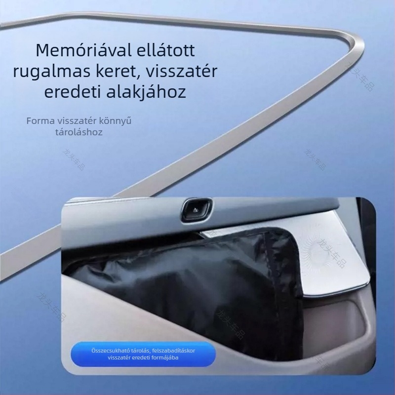 Autóüveg előtti árnyékoló grafén jégselyem anyaggal, snap-in telepítés, dedikált autómodellekhez, egyszerű stílus (Anyag: Graphene ice silk; Telepítés: Snap-in; Modellek: Dedicated car; Stílus: Simple)