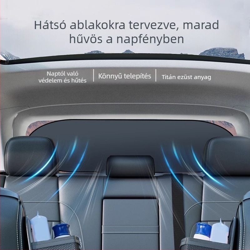 Autó hátsó ablakszárny árnyékoló - univerzális, szívókorongos rögzítés, minimalistikus stílus, logónyomtatás elérhető, testreszabás