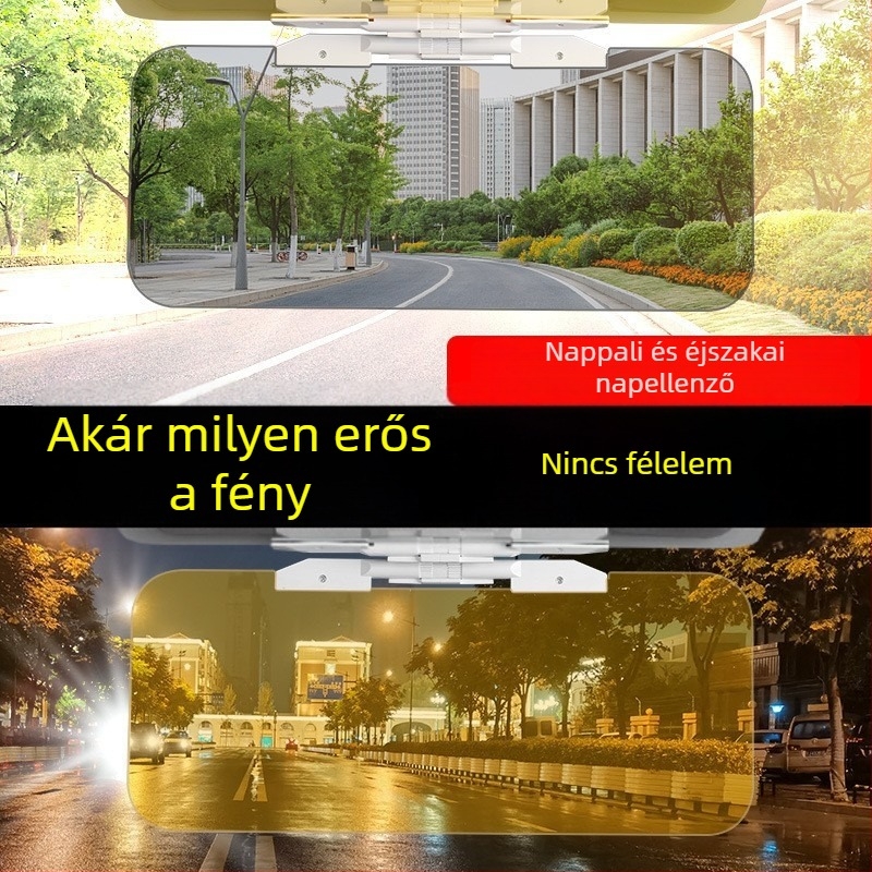 Autó napszemvédő tükröződésmentes éjszakai vezetéshez, akril anyag, beépített szerelés, univerzális, első rész