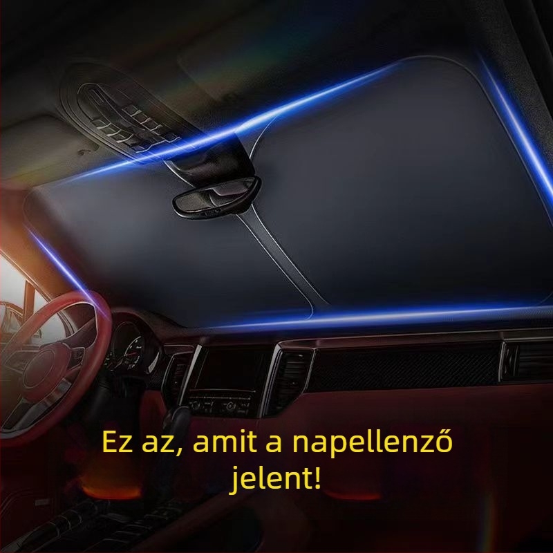 Autó előtti napsugárvédő árnyékoló – nyári napsütés elleni védelem és hőszigetelés, belső használatra