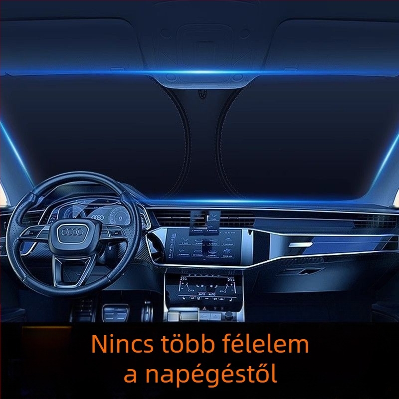 Autó előtti napsugárvédő árnyékoló – nyári napsütés elleni védelem és hőszigetelés, belső használatra