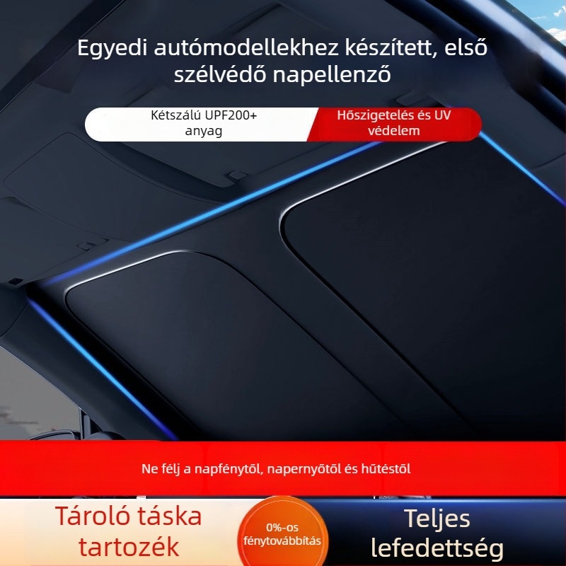 Autó előtti napsugárvédő árnyékoló – nyári napsütés elleni védelem és hőszigetelés, belső használatra