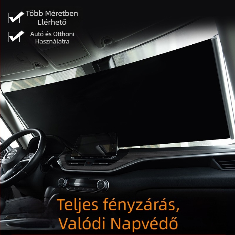 Autóablak napvédő árnyékoló szívófejekkel, kihúzható függöny, univerzális illeszkedés, egyszerű stílus