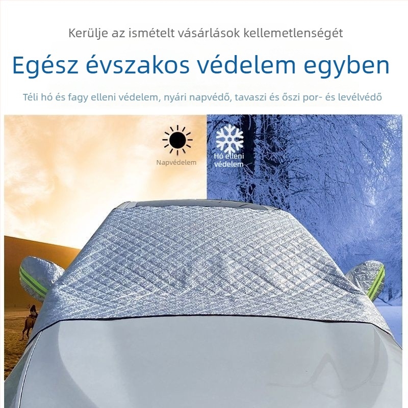 Autóhóvédő a szélvédőhöz – alumíniumfóliából, csiptetős rögzítés, hőszigetelés, logó nyomtatás lehetséges