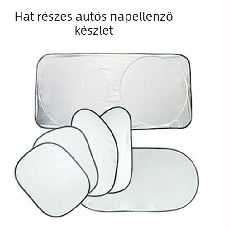 6 részes PVC autó napvédő készlet, teleszkópos rögzítés, univerzális ablakokra