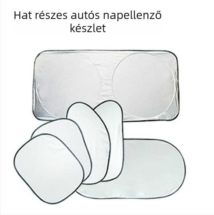 6 részes PVC autó napvédő készlet, teleszkópos rögzítés, univerzális ablakokra