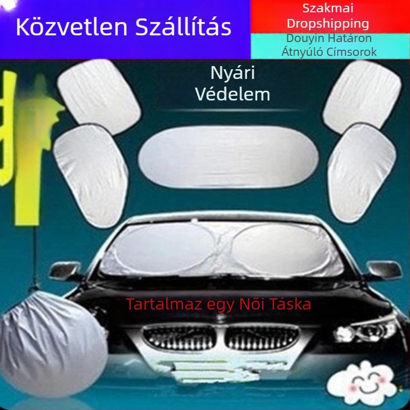 6 részes PVC autó napvédő készlet, teleszkópos rögzítés, univerzális ablakokra