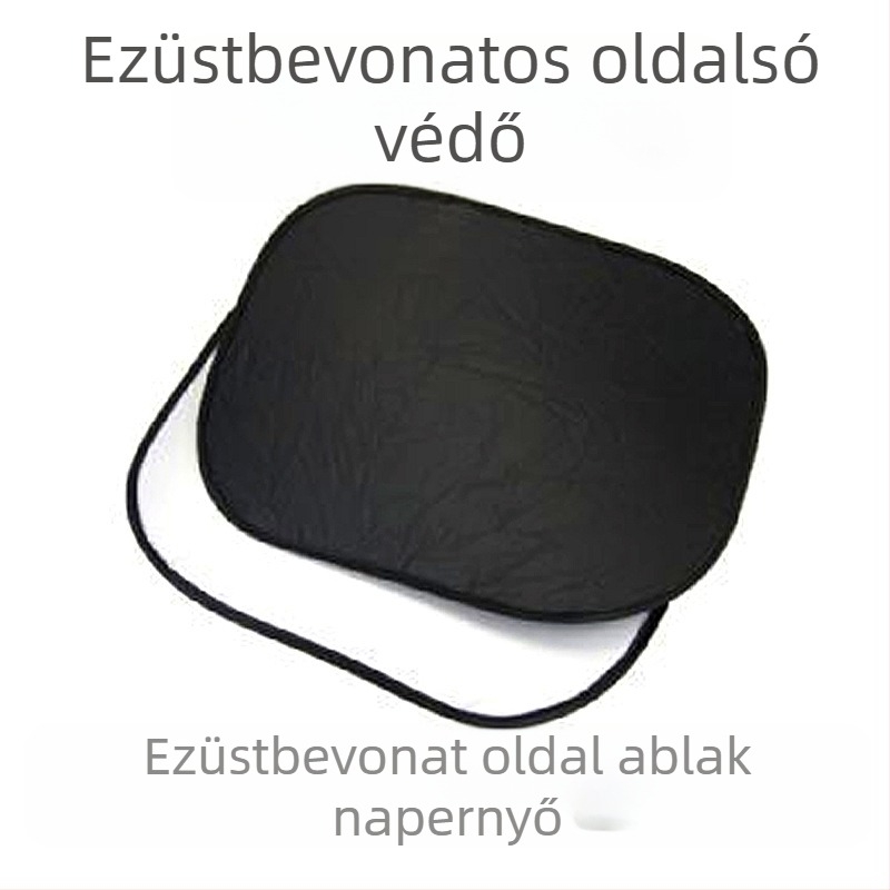 Autó oldalablakára szóló napvédő szívócsésze rögzítéssel; anyag: szalag alapú; súly 50–80 g; logónyomtatás elérhető; magáncímke licencelhető