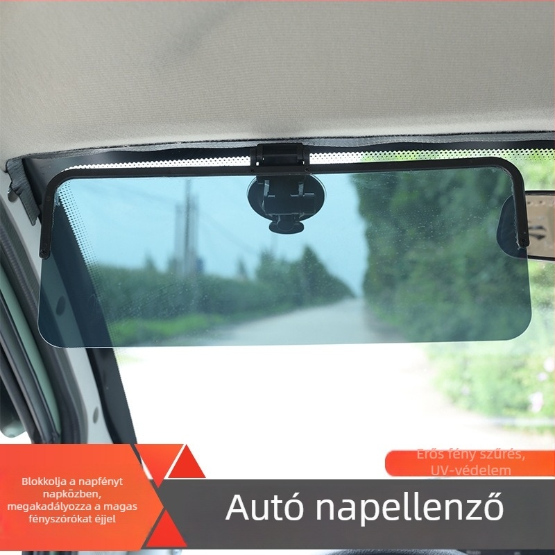 Autó belső napellenző az ablakra, nappali/éjszakai használat, anti‑reflektálódás, vákuumos rögzítés, univerzális, PVC
