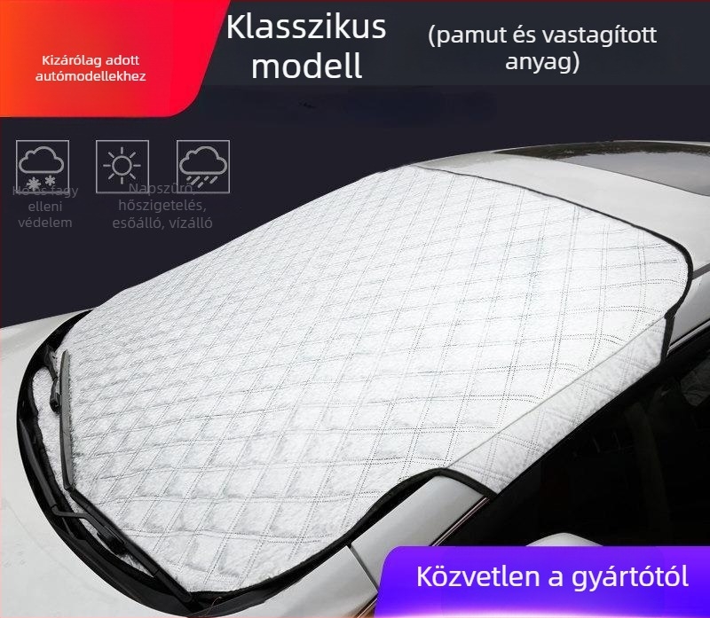 Elülső szélvédő autóvédő – hóvédő és napsütés elleni árnyékoló, alumíniumfólia, kártyás telepítés, kockás mintázat, speciális modellekhez