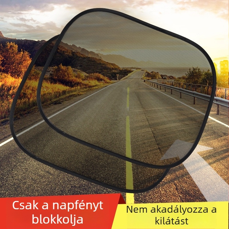 Nylon hálós autó napvédő, összecsukható, rögzítés szívófejű tartóval, oldalablakvédő