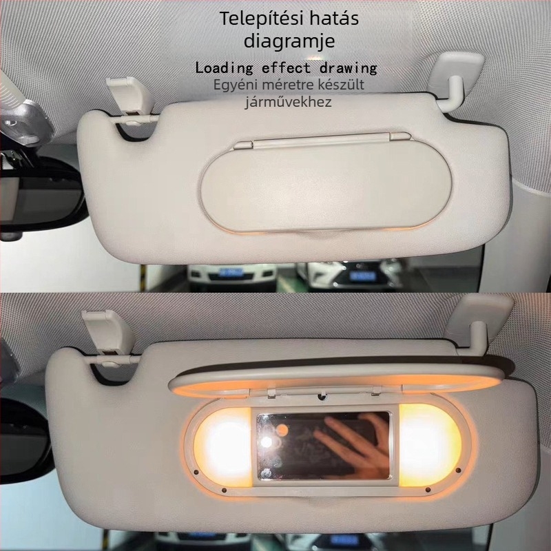 MINI első napellenző kozmetikai tükörfedél — ABS+PC, Beépített szerelés, Logó nyomtatás lehetséges, Egyszerű stílus