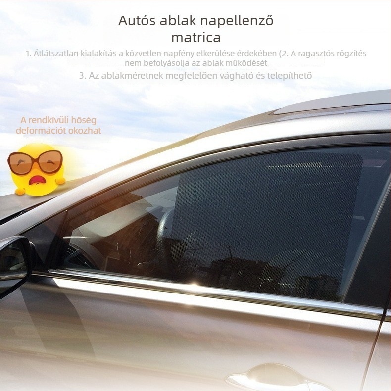 Autó belső oldalsó ablakának napvédő árnyékolója, elektrosztatikus tapadással, napvédő panelek, 2 darab