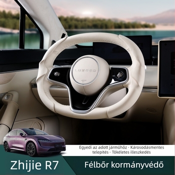 R7 kormánykerékvédő – légáteresztő műbőr, fél-burkolat csattal, csúszásmentes, belső felújításhoz