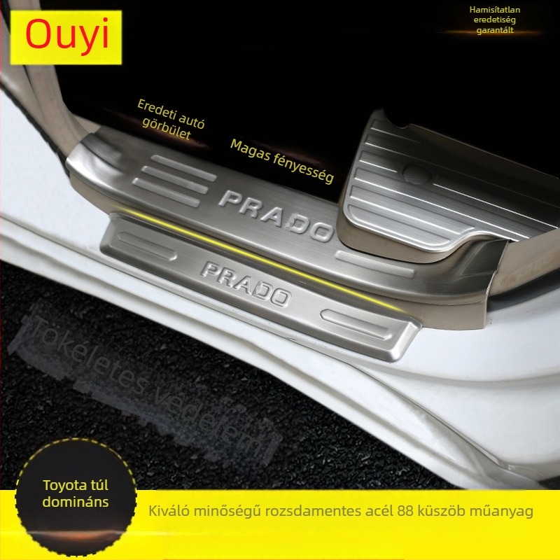 Rozsdamentes acél Prado küszöbsáv és üdvözlő pedál Toyota Pradohoz, 2010-2018, testreszabott kivitel