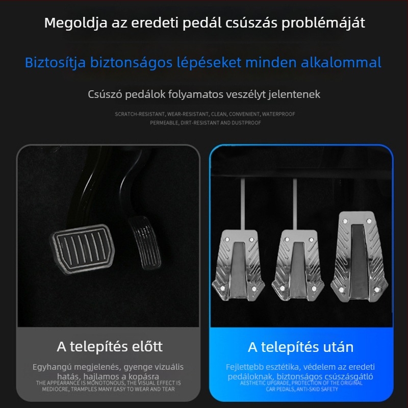 Universális autófék- és gázpedálok, lyukasztás nélkül, csúszásmentes és kopásálló, műanyag pedálok