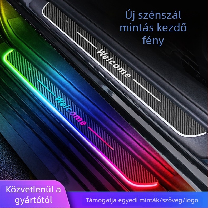 Autó ajtó küszöb szalag • FCCEMC márka • Fejlesztett szénszálas anyag • Modell: univerzális üdvözlő stílus / személyre szabott logó • Termékkód: A101