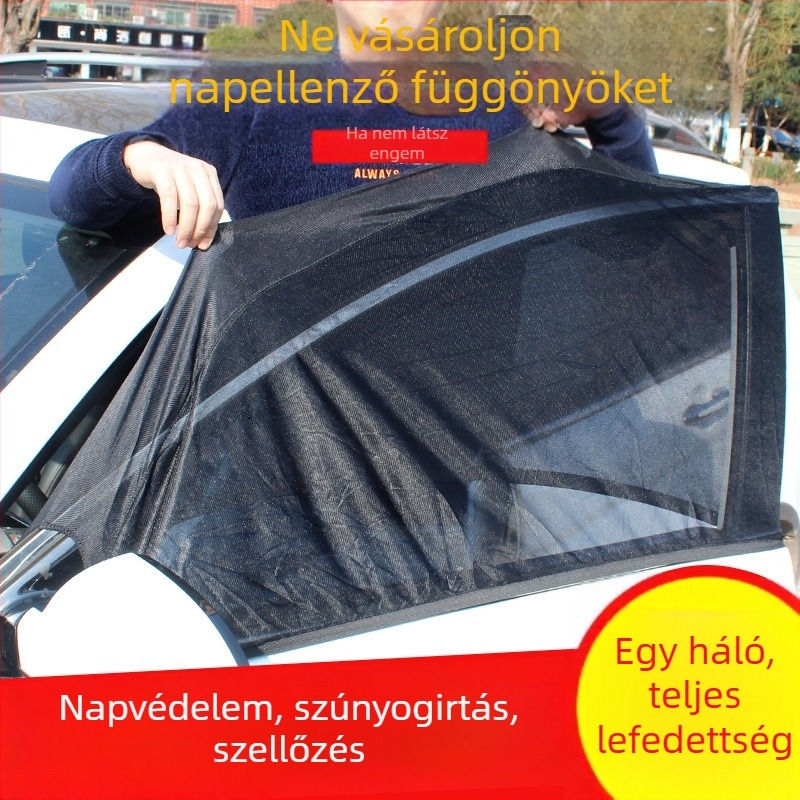 Autóhoz való szúnyogháló az ablakokra, átlátszó háló, univerzális illeszkedés, akasztóval szerelt