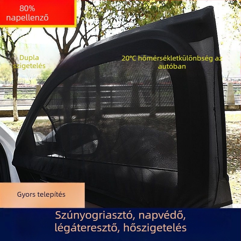 Autóablak napvédő függöny, napvédelem és hőszigetelés, magánéletet biztosító oldalsó ablak árnyékoló, teljes árnyékolás baba számára