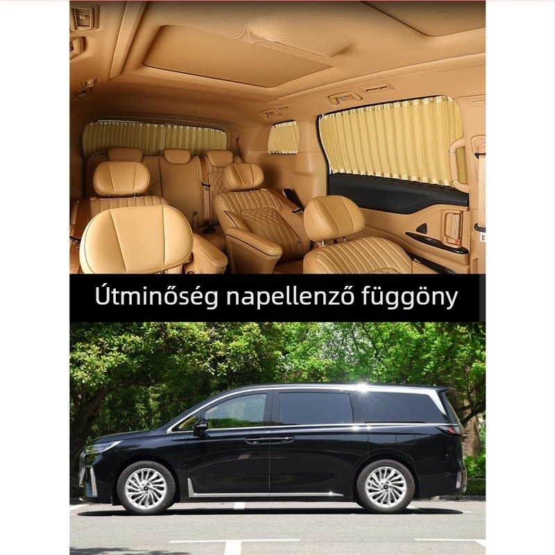 Autó napvédő fűggöny sínvezetésű, szatén, akasztó, univerzális kompatibilitás