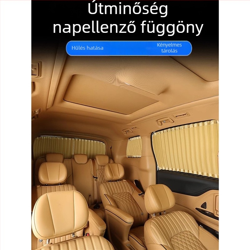 Autó napvédő fűggöny sínvezetésű, szatén, akasztó, univerzális kompatibilitás