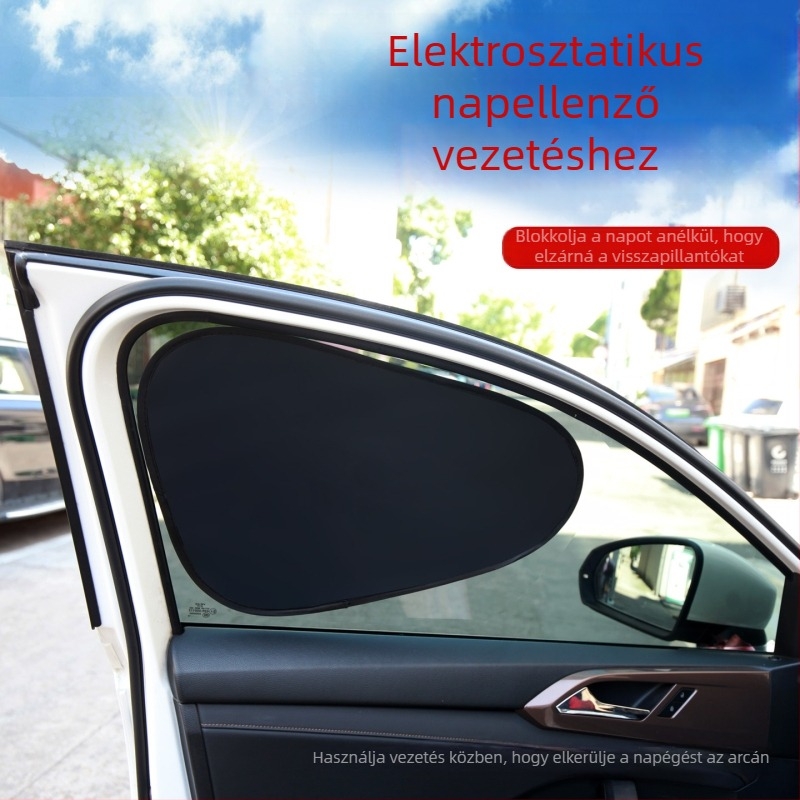 Autó oldalsó napvédő függöny ablakaiba — PVC, statikus ragasztóval történő felhelyezés, logónyomtatás elérhető