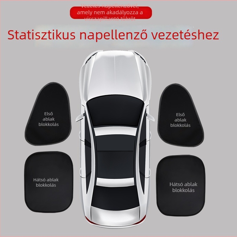 Autó oldalsó napvédő függöny ablakaiba — PVC, statikus ragasztóval történő felhelyezés, logónyomtatás elérhető