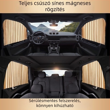 Automatikus kinyúló mágneses sínnel ellátott autóablak árnyékoló – napvédelem és hőszigetelés – univerzális