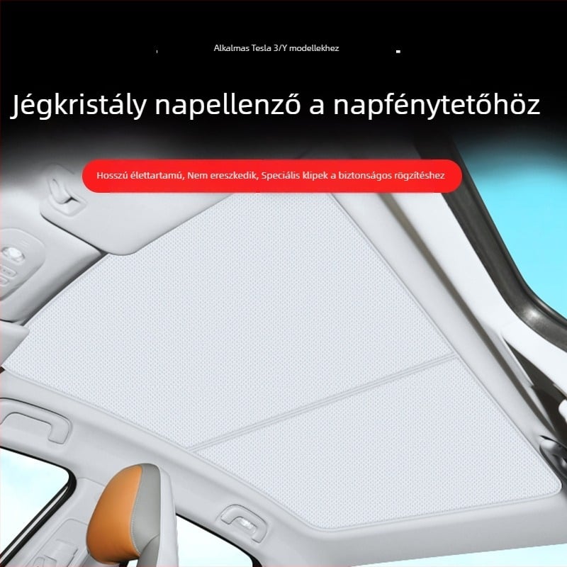 Tesla Model Y és Model 3 panoráma tetőhöz jégkristályos napvédő roló