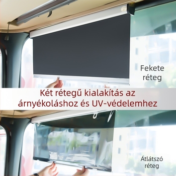 Kétfunkciós napvédő függöny teherautókhoz, automatikus ki- és behúzás, autó napvédő fólia nyári hőszigeteléshez