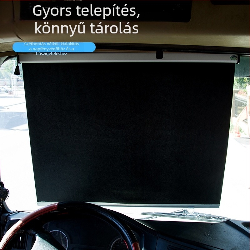 Kétfunkciós napvédő függöny teherautókhoz, automatikus ki- és behúzás, autó napvédő fólia nyári hőszigeteléshez