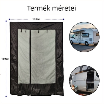 Poliészter átlátszó rolófüggöny lakókocsi ajtóhoz, légáteresztő, teljes lefedettség, rovarvédelem