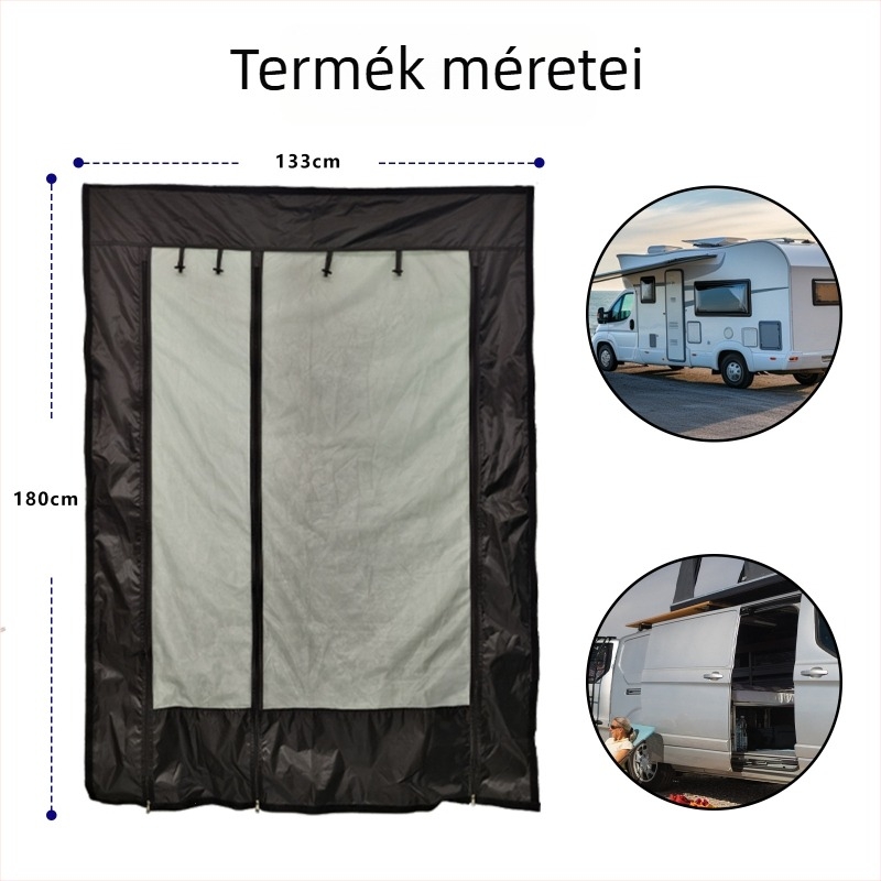 Poliészter átlátszó rolófüggöny lakókocsi ajtóhoz, légáteresztő, teljes lefedettség, rovarvédelem