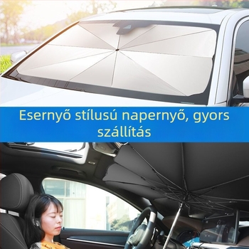 Universális első szélvédő árnyékoló függöny, visszahúzható hővédő réteg