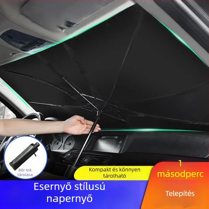 Universális első szélvédő árnyékoló függöny, visszahúzható hővédő réteg