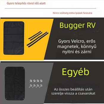 RV autó napellenző, reflexiós típus, rolós árnyékoló, mágneses szalag és Velcro, 300D szendvics hab alumínium fólia