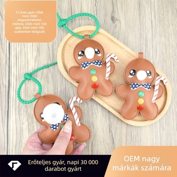 Gingerbread Man PU bőrrel készült táskafüggő autóba akasztható, anime minta, ultra könnyű, kiegészítő a táskának, 2025 ősz