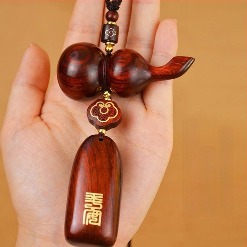 Rosewood rózsafa gourddal díszített belső autó tükrök dekoráció rézbevonattal