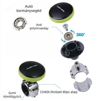 Hypersonic kormánykerék erősítő golyó csapágyakkal – univerzális kompatibilitás; Anyag: szilikon, ABS, alumíniumötvözet; Tömeg: 190 g