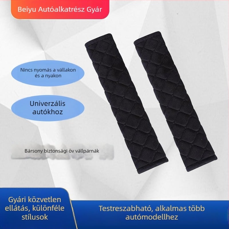 Univerzális plüss vállpárna az autó biztonsági övéhez, puha és kényelmes.