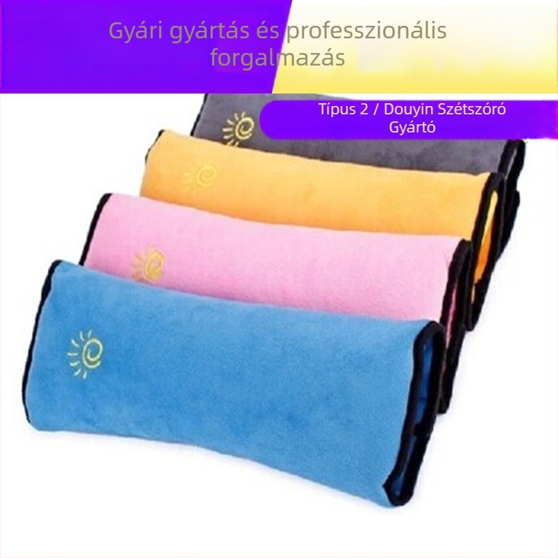 Rajzfilmszerű gyerekbiztonsági öv vállvédő, 100% pamut, övfede, alvó párna, súly 0,13 kg