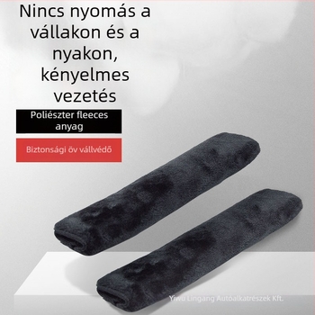 Plüss autós öv vállpárna – belső dekoráció, poliészter, 100 g, logónyomtatás: Igen