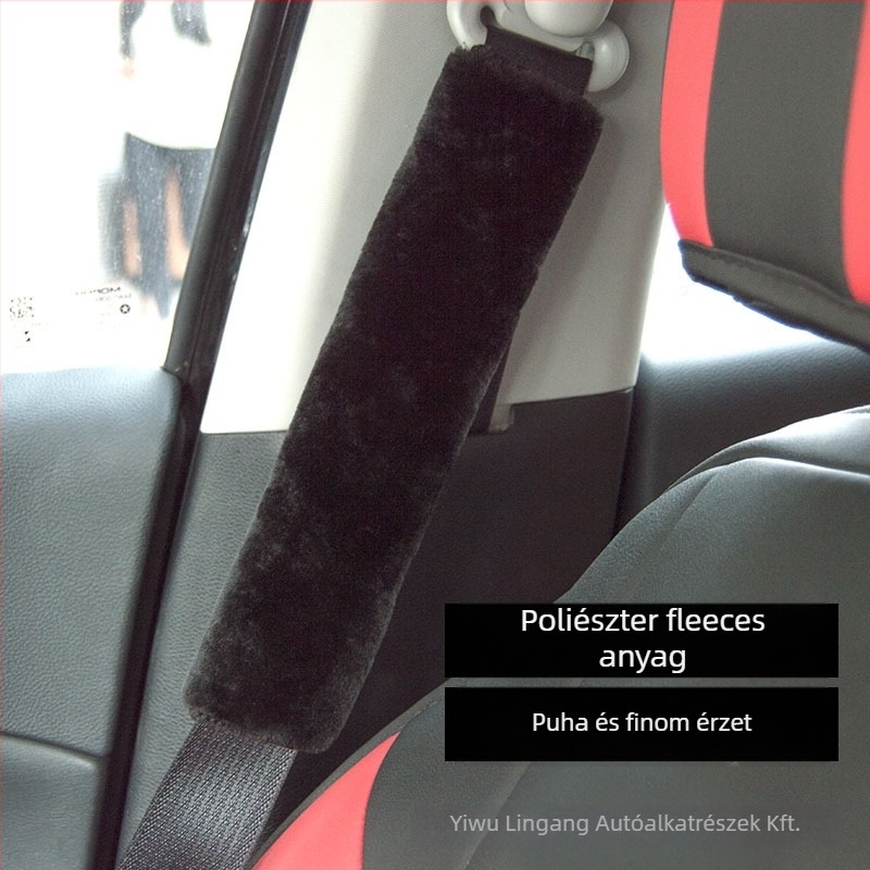 Plüss autós öv vállpárna – belső dekoráció, poliészter, 100 g, logónyomtatás: Igen