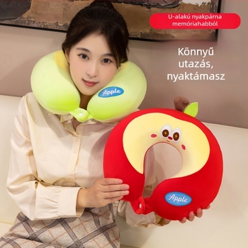 U-alakú nyakpárna memory foam, puha spandex anyag, rajzfilm stílus, nyaki támasz autózás közben és hosszú utazásokon, alvást segítő